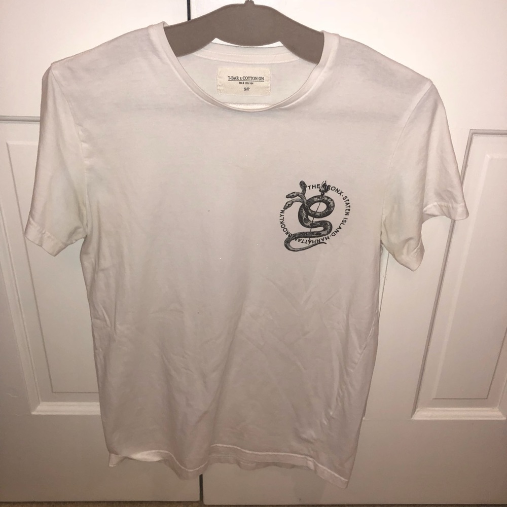 White T-Shirt with Prints on Back